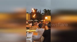 Fire-dancing pro's has calm response to hair igniting