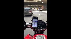 Motorbike rider hit by another vehicle on Paulista Avenue, Brazil