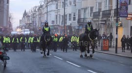 Brighton and Hove Albion VS Roma - Fans in Brighton arriving at the station on way to the Amex stadium