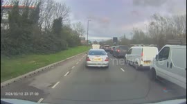 Shocking footage shows bus ploughing into car after impatient driver pulls out into bus lane