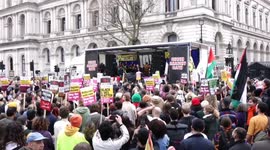 Flares lit at the Rave Against Racism, Whitehall, London 16/03/2024.