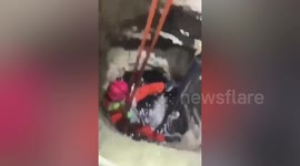 Animal rescuers hoist goat from 15ft-deep well