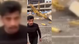 A crane fell in a complex under construction in Fallujah, Iraq