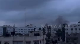 Israeli bombing surrounding the Shifa complex in Gaza City at dawn