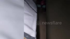 Tents of displaced people flooded by heavy rain in Deir al Balah, Gaza