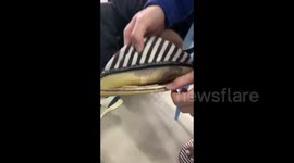 Fixing Torn Slippers with Chewing Gum in Anhui, China