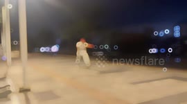 Chinese Man’s Firework-Adorned Martial Arts Performance