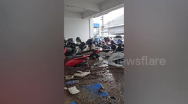 Motorcycles swamped with mud and water during Thailand floods