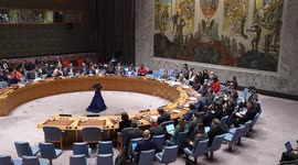 Ambassador Vassily Nebenzia of Russia speaks before vote on resolution put forward by US at SC meeting at UN Headquarters