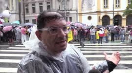 Interview with Raimundo Bolfim at the act in defense of democracy in in Sao Paulo, Brazil