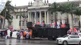 Act in defense of democracy to commemorate 60 years of the military coup is held in Sao Paulo, Brazil