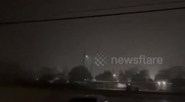 Heavy rain and pea-sized hail pummel Dayton, Texas, USA