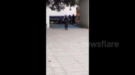 The front wheel unexpectedly falls off as man showcases wheelie skills in Jiangsu, China