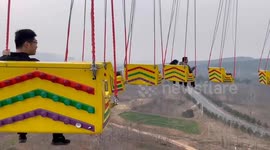 At the amusement park, the power suddenly went out in Jiaozuo, China