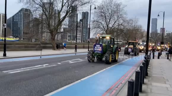 British farmers in tractors take over Westminster in massive protest