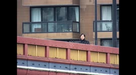 Benedict Cumberbatch filming on Vauxhall Bridge 2