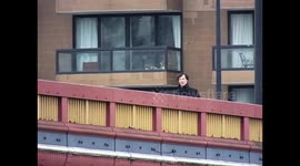 Benedict Cumberbatch filming on Vauxhall Bridge