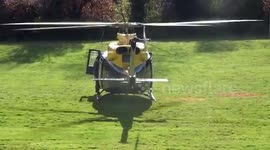 Helicopter rotor is roaring before take off at Kensington Palace Gardens - London
