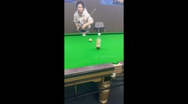 Chinese Woman's Stunning Pool Trick Shot Causes Drink Bottle Flip
