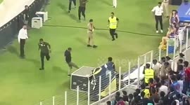 Stray dog sparks chaos when it runs onto cricket pitch in India