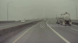 Man Has Extremely Close Call With a Cement Truck