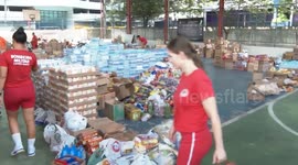 Well wishers donate daily necessities to flood-stricken areas in Brazil