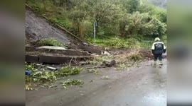 Firefighters Battle Landslide Aftermath on SS45 in Bargagli, Italy
