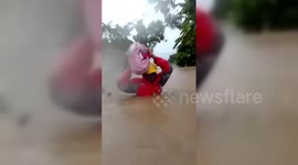 A tropical cyclone makes landfall in northern Madagascar