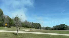 Major fire developing north of Burnsville, Mississippi, USA
