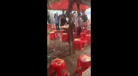 Hailstones Suddenly Fall on a Hot Sunny Day Feast Banquet in Chinese Country