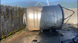 7.4 Magnitude Earthquake Hits Taiwan, Tsunami Warning Issued , footage shows water tanker displaced