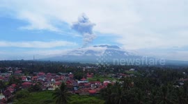 Drone footage of ash billowing from Indonesia's erupting Mount Marapi