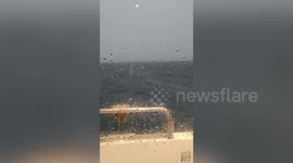 Storm batters boat off the coast of Taiwan