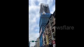 Giant steel bars fall from height after deadly earthquake hits Taiwan