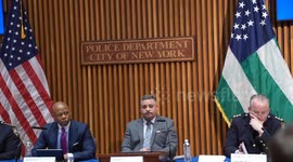 Mayor of NY Eric Adams Speaks During a briefing with Police Brass on Crime Statistics for March