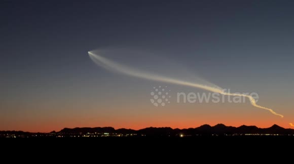 SpaceX Falcon 9 rocket launch as seen from the Arizona desert near Santan Valley