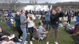 Emotional reactions from thousands as total solar eclipse hits Niagara Falls in Canada