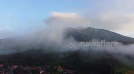 Drone footage of ash clouds billowing from Indonesia's active Mount Marapi