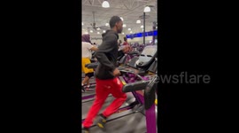 Twin's treadmill mishap: brother slips and scratches chin