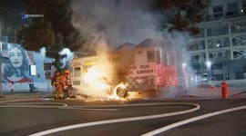 DTLA Possible Arson Taco Truck Fire in Los Angeles, CA, USA