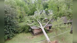 Homes damaged by storm in Hinds County, Mississippi