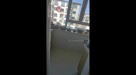 Startled sister: silent surprise during dish duty