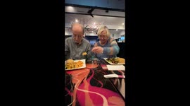 My parents were eating dinner at an Asian restaurant. Dad doesn’t like broccoli and Mom doesn’t like zucchini. All of a sudden I see the two of them flinging veggies onto each others’ plates. It was funny and adorable at the same time.