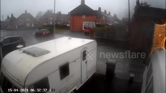 Mini Tornado hits Knutton, Stoke on Trent village in Staffordshire, United Kingdom.