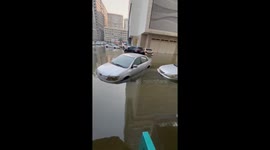 Two days after record level of rains water is still mid rise level in Sharjah , some buildings doesn't have electricity and clean water for consumption