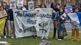 Canary Island expats hold protest in London as thousands rally on the Spanish islands against mass tourism