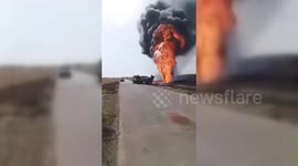 Syria: A powerful fire started due to oil thieves Homs