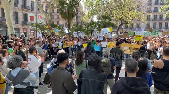 Canary Islands residents in Barcelona protest mass tourism. The demonstrators want to limit the number of visitors to the Canary Islands and give the archipelago's residents a greater say in what they see as uncontrolled development that damages the envir