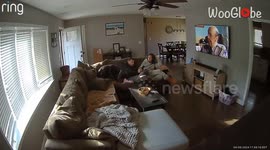 Ring Camera catches couple panicking after Earthquake of 4.0 magnitude strikes their home