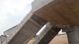 Part of two girders of an under-construction bridge collapsed due to high winds in South India